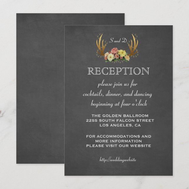 Cartes d'invitation de mariage | RECEPTION à la cr (Devant / Derrière)
