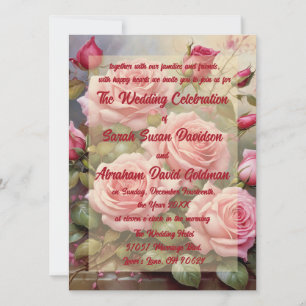 Cartes d'invitation de mariage Roses Roses élégant
