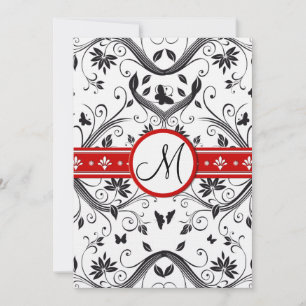 Cartes d'invitation de mariage rouge à tourbillons