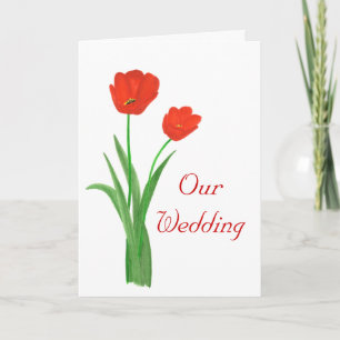 Cartes d'invitation de mariage rouge, tulipes