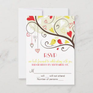 Cartes d'invitation de mariage RSVP Rouge et Jaune