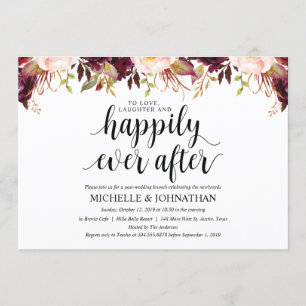 Cartes d'invitation de mariage rustique bordeaux