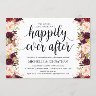 Cartes d'invitation de mariage rustique bordeaux a