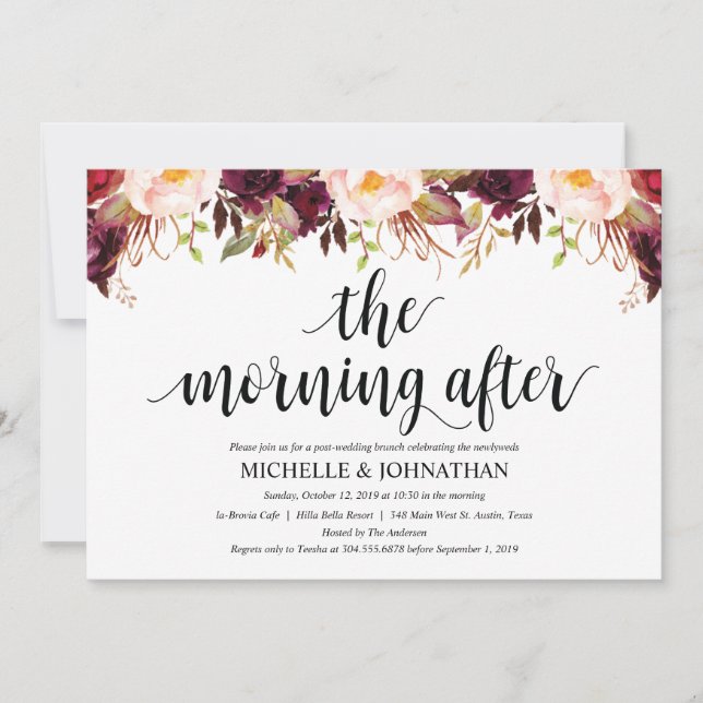 Cartes d'invitation de mariage rustique bordeaux a (Devant)