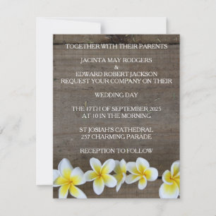 Cartes d'invitation de mariage rustiques Frangipan