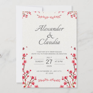 Cartes d'invitation de mariage Style Fleurs Japona