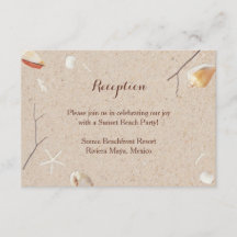 Cartes d'invitation de mariage sur la plage Coquil