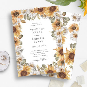 Cartes d'invitation de mariage Tournesol Élégant