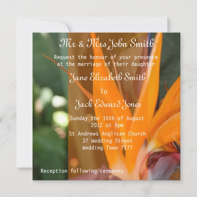 Cartes d'invitation de mariage tropicales Passion  (Devant)