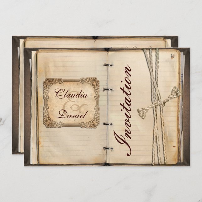 Cartes d'invitation de mariage vintage (Devant / Derrière)