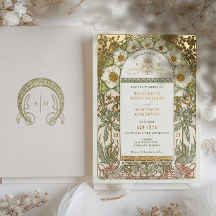 Cartes d'invitation de mariage vintage en feuille