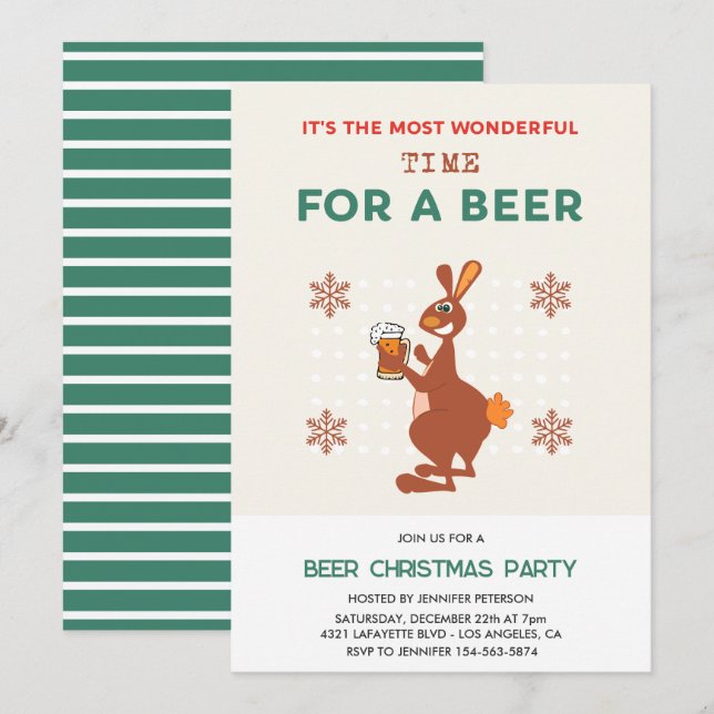 Cartes d'invitation de Noël à bière avec un jeu de (Devant / Derrière)