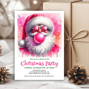 Cartes d'invitation de Noël au bubble-gum rose min