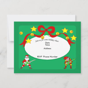 Cartes D'Invitation De Père Noël Et Elf