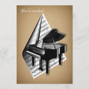 Cartes d'invitation de piano à queue