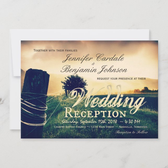 Cartes d'invitation de réception de mariage avec p (Devant)