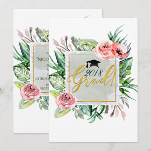Cartes d'invitation de remise de diplôme florales 