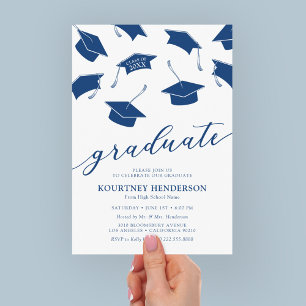 Cartes d'invitation de remise de diplômes bleues m
