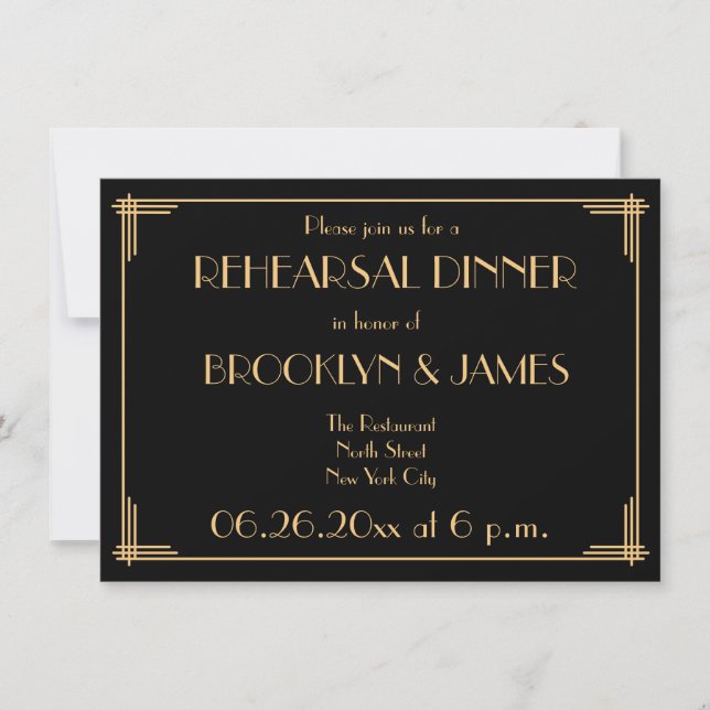 Cartes d'invitation de répétition de mariage Art D (Devant)