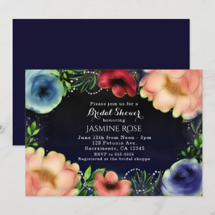 Cartes d'invitation de soirée chic à fleurs modern