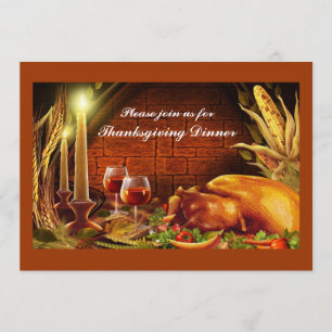 Cartes d'invitation de Thanksgiving pour dîner de