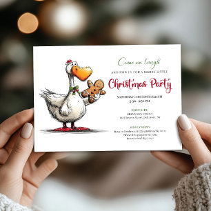 Cartes d'invitation drôles de Noël avec une oie en