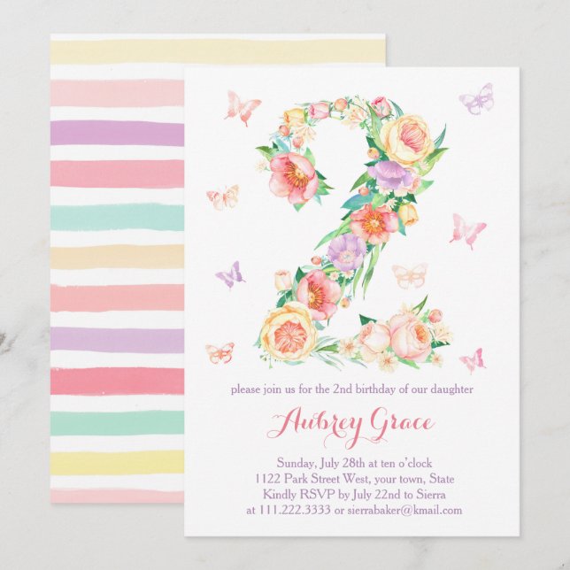Cartes d'invitation du Jardin aux papillons du 2e  (Devant / Derrière)