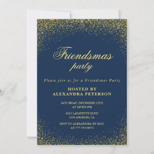 Cartes d'invitation Elegant Friendsmas Or Nuit Gla