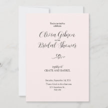 Cartes d'invitation Elégante de douche nuptiale