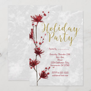 Cartes d'invitation élégantes à fleurs rouges pour