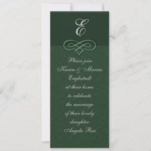 Cartes d'invitation élégantes au monogramme vert