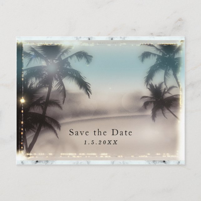 Cartes d'invitation élégantes de plage tropicale a (Devant)