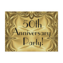 Cartes d'invitation élégantes en or pour le 50e an