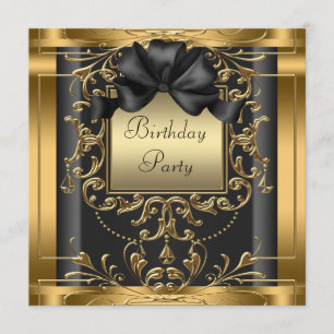Cartes d'invitation élégantes noir et or pour une 