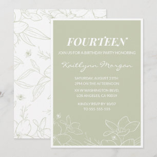 Cartes d'invitation élégantes pour 14 ans Fleurs M