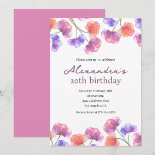 Cartes d'invitation élégantes pour 20e anniversair