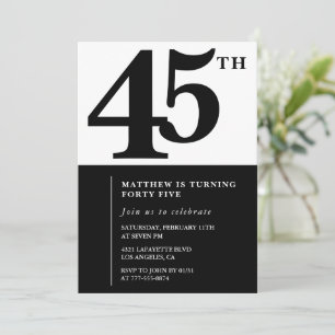 Cartes d'invitation élégantes pour 45e anniversair