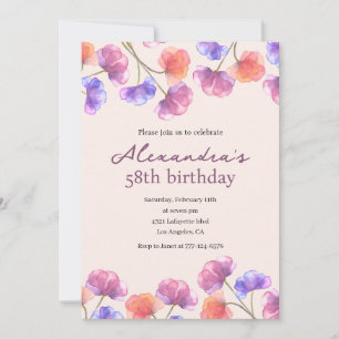 Cartes d'invitation élégantes pour 58e anniversair