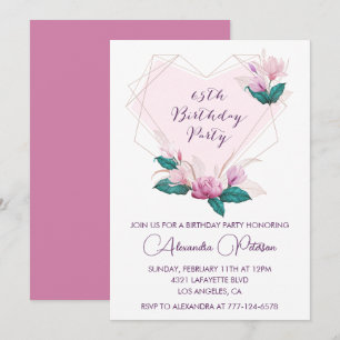 Cartes d'invitation élégantes pour 65e anniversair