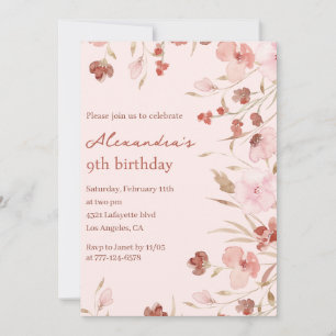 Cartes d'invitation élégantes pour 9ème anniversai