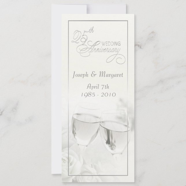 Cartes d'invitation élégantes pour les 25 ans de m (Devant)