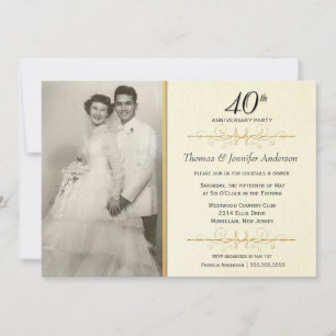 Cartes d'invitation élégantes pour les 40 ans de m