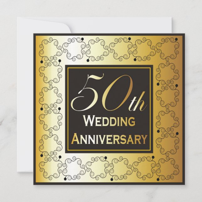 Cartes d'invitation élégantes pour les 50 ans de m (Devant)