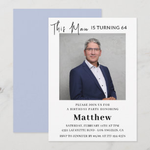 Cartes d'invitation élégantes pour les 64 ans Homm