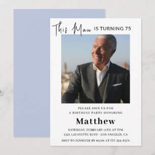 Cartes d'invitation élégantes pour les 75 ans Homm