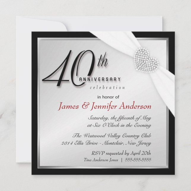 Cartes d'invitation élégantes pour une fête d'anni (Devant)