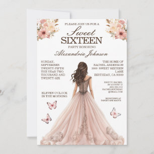 Cartes d'invitation élégantes rose pour une soirée