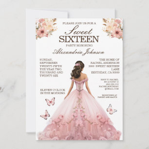 Cartes d'invitation élégantes rose pour une soirée