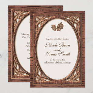 Cartes d'invitation en bois à deux tons Cône de Pi