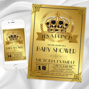 Cartes d'invitation fantaisie en or noir pour la b